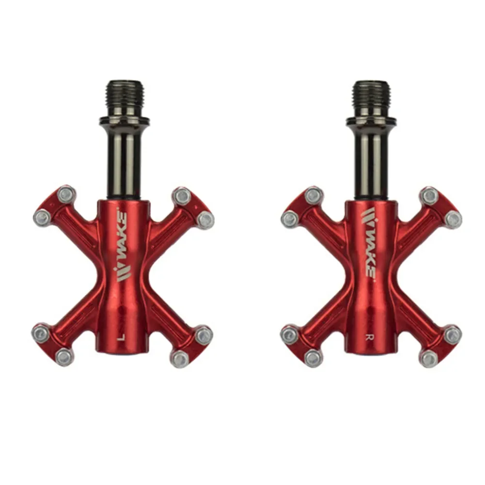 Stylish Red Nonslip Bicycle Pedal Lightweight Aluminum Alloy Mountain Bike Pedal with 3 Bearings Enhance Appearance