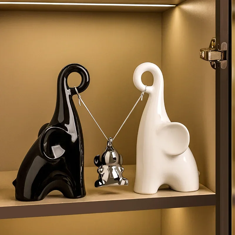 

Creative Light Luxury Style Ceramic Elephant Ornaments Home Living Room TV Cabinet Wine Cabinet Decoration Housewarming Gift