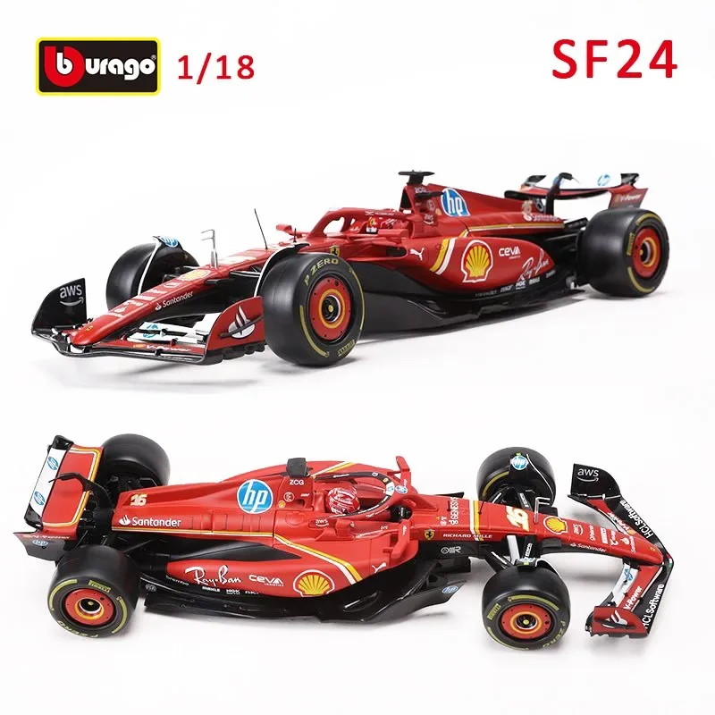 Bburago 1:18 2024 Ferrari SF24 Miami F1 Formula Car Charles Leclerc No.16 Carlos Sainz No.55 Alloy Diecast Model Collectible Toy