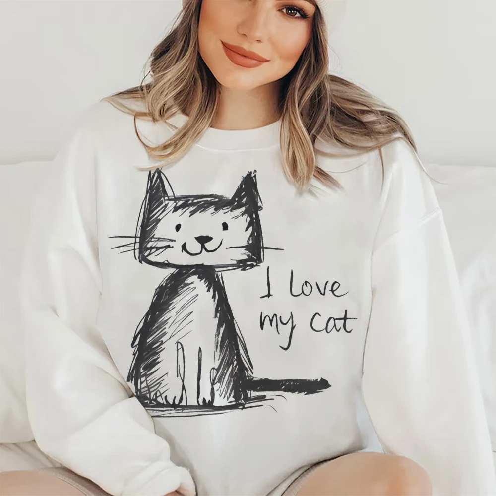 私は私の猫プリントスウェット猫愛好家かわいい漫画パーカーファッションカジュアルレトロ女性セーターカジュアル長袖トップス