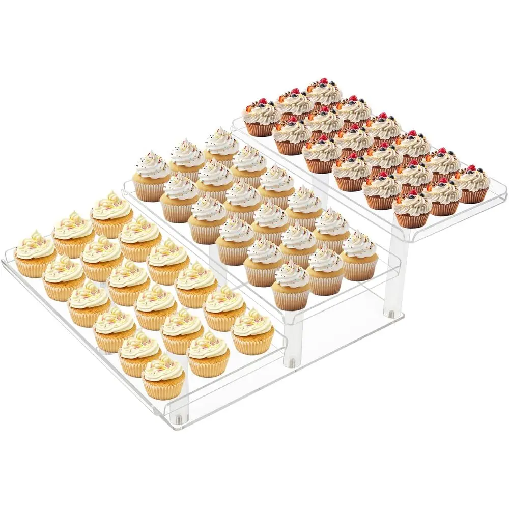 

3-Tier Serving Tray Set for Party, Acrylic Dessert Table Display Set, 14.7" Tiered Tray Stand for Serving Food, Clear Tiered Cup