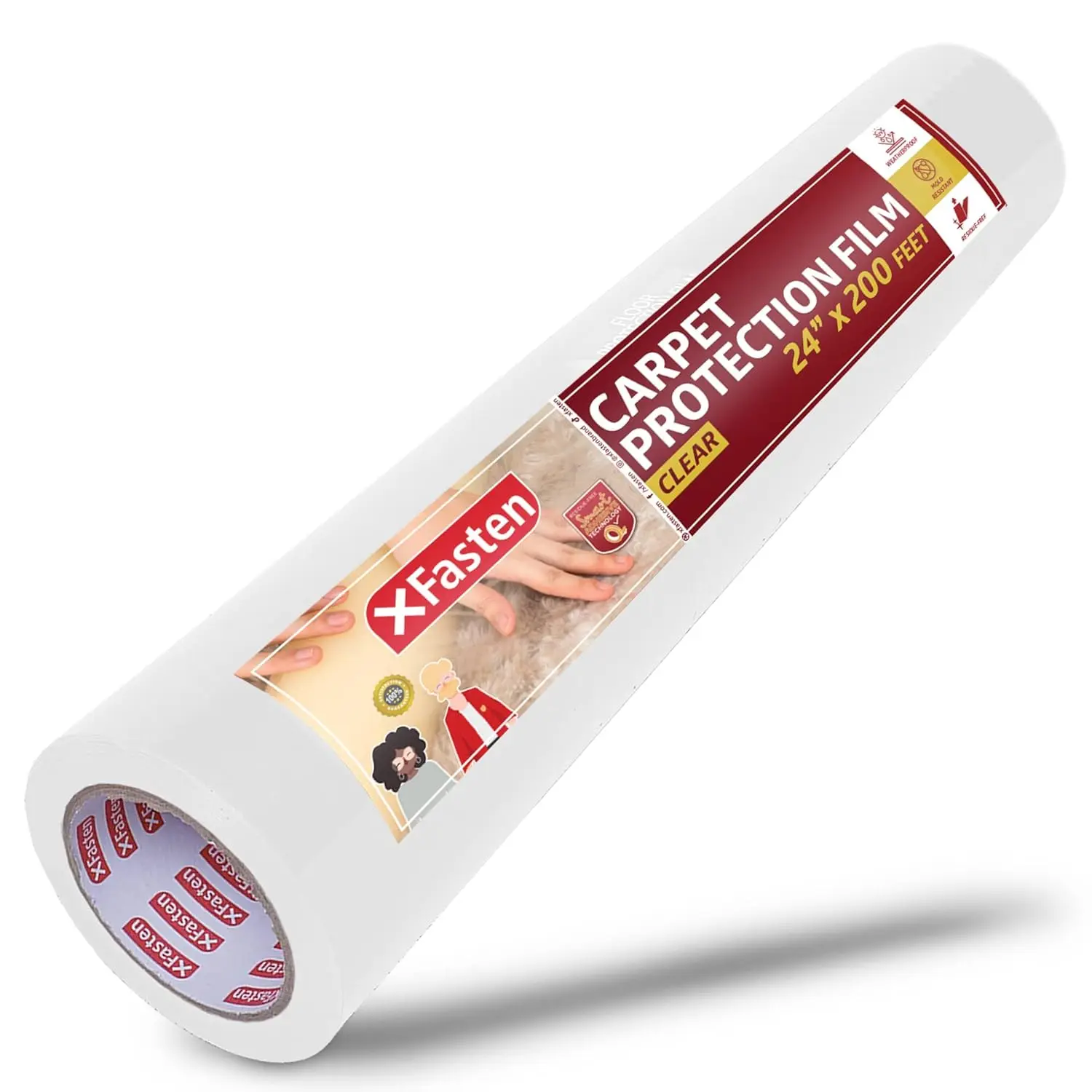 

Floor Protection Film, 24-Inch x 200-Foot, 3 mils, Clear Self-Adhesive Plastic Film Protector for Hardwood Floor, Carpet