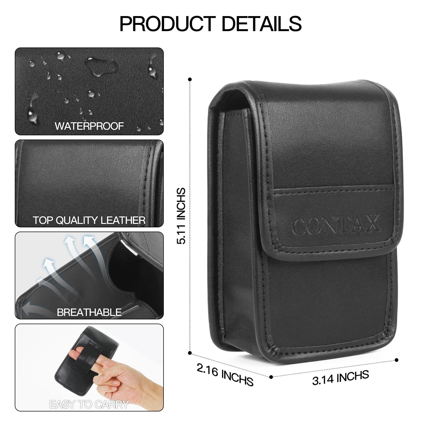 Leather Camera Case Cover Protective Bag for Contax T2 T3 TVS1 TVS2 TVS3 Camera