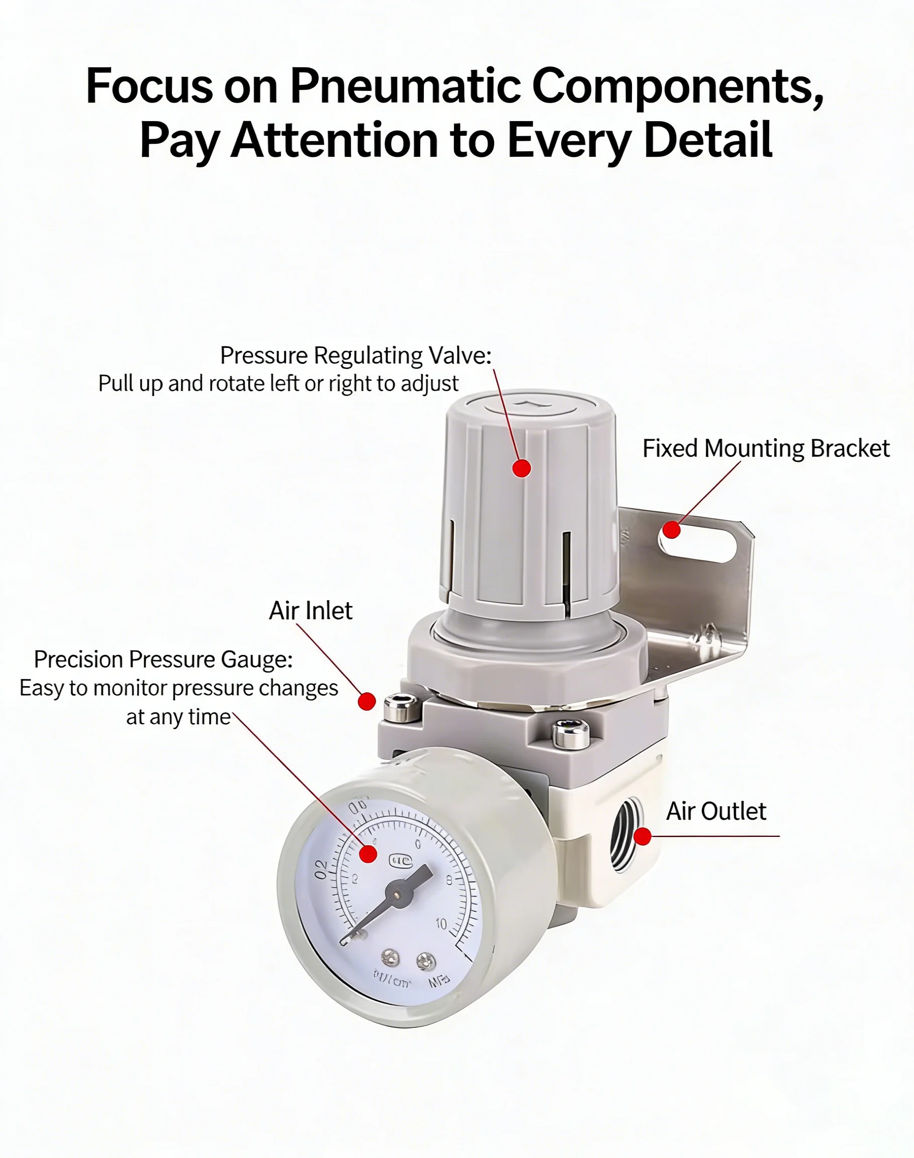 Type Pneumatic Pressure Regulating Valve AR2000-02 Air Compressor Pressure Reducing Valve 4000-04 Air Source Processor 5000-10