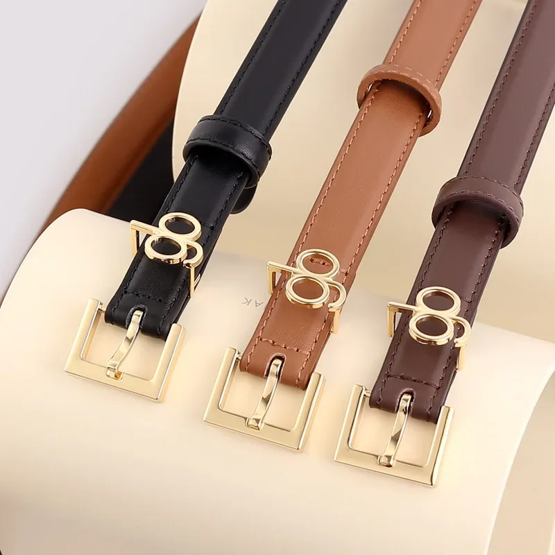 2023 New Luxury Fashion Cowhide Versatile Genuine Leather Women's Belt Premium Sense Universal Set Accessories Vintage Belt