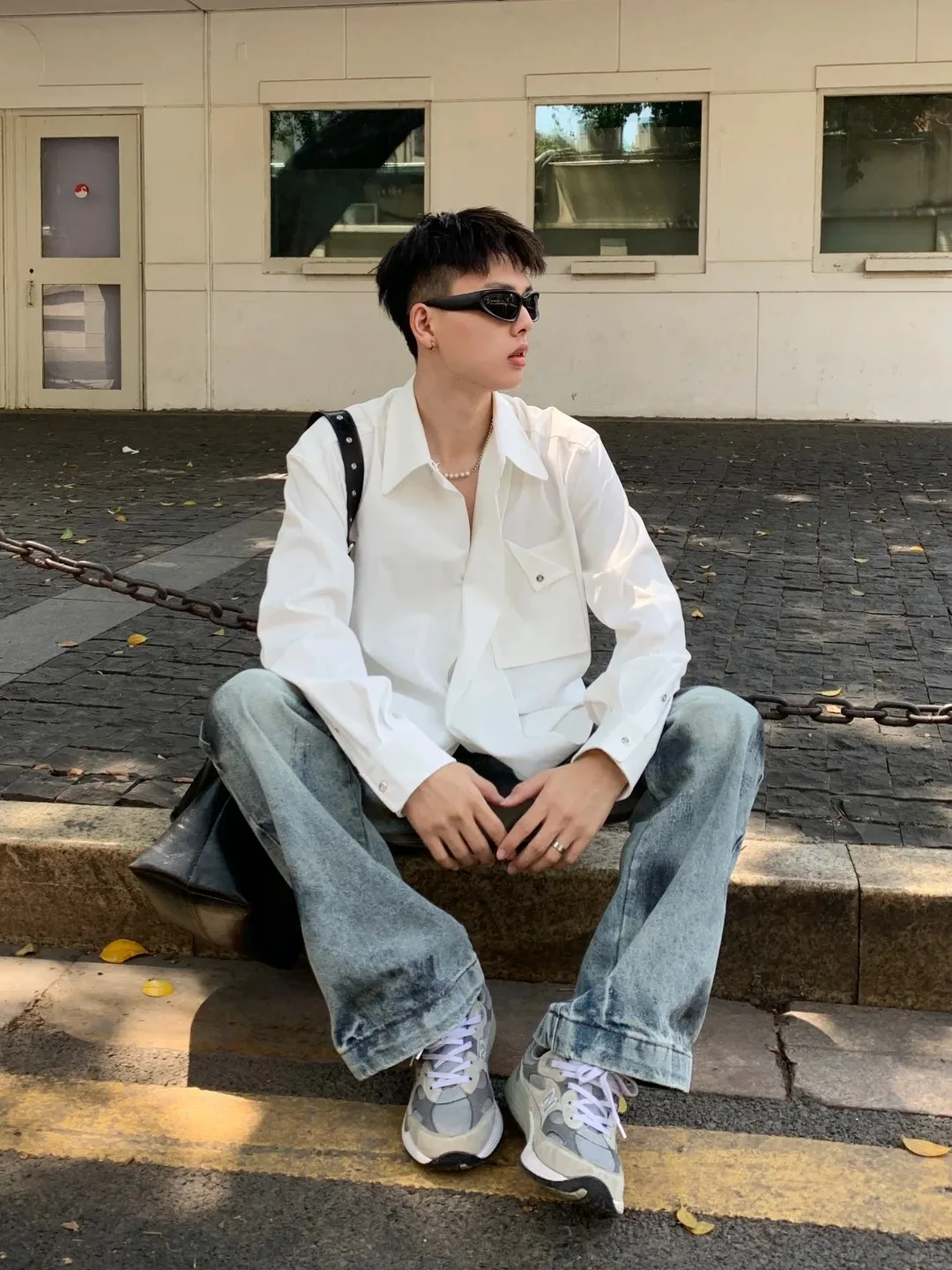 White Silk Long Sleeve Men's Shirt Draped High-End Feeling Cool Brand Trendy Design Sunscreen Shirt Jacket Loose Fit Youthful...