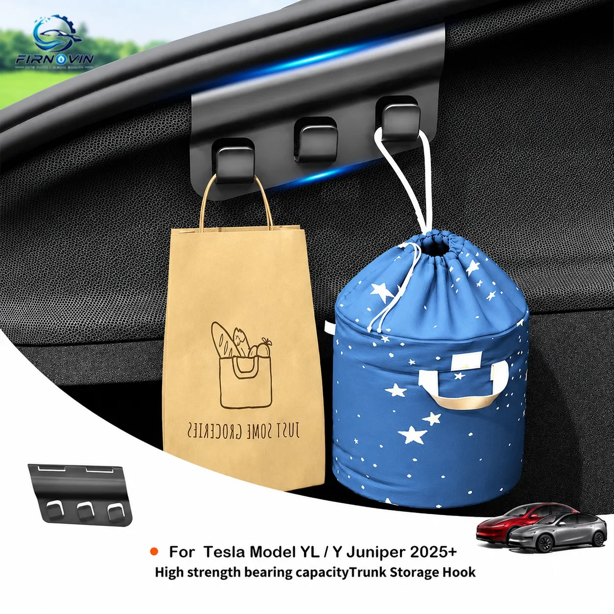 For Tesla Model Y YL Hidden hooks on both sides of the rear trunk storage hook, trunk storage hook