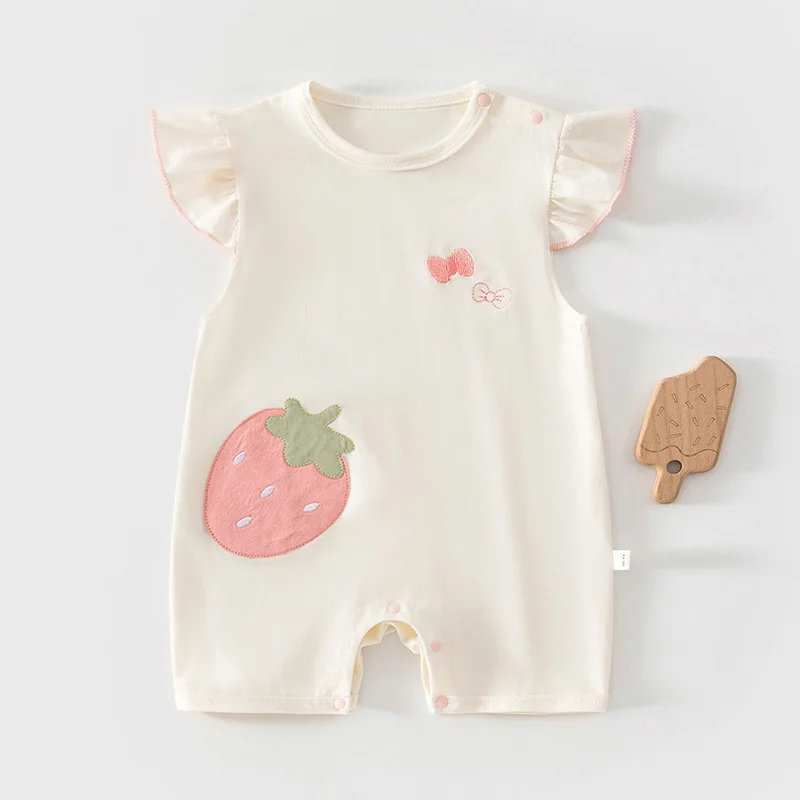 Baby Little Flying Sleeve Jumpsuit Summer Thin Princess Style Baby Girl Ha Yi Super Cute and Sweet Outdoor Outfit