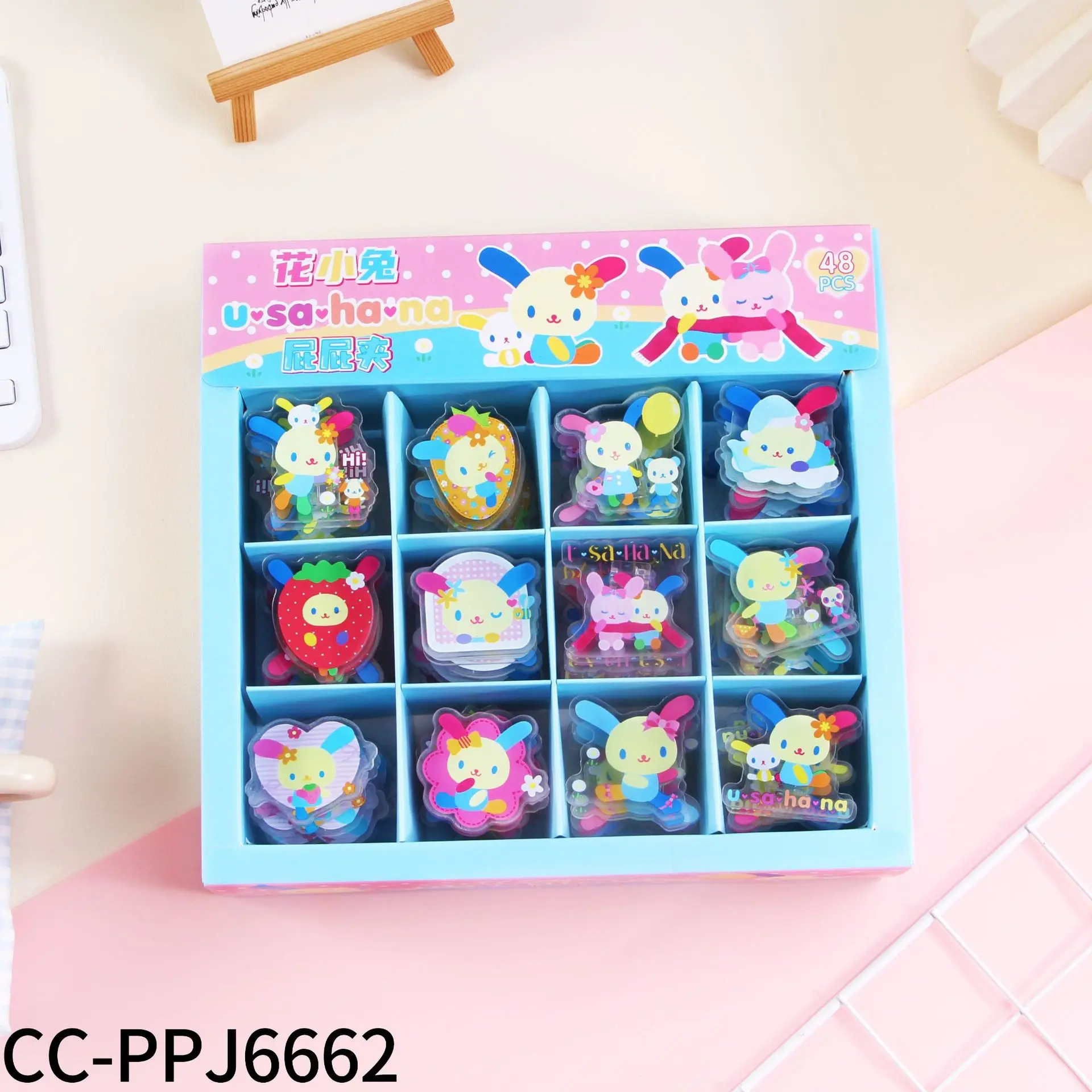 flower-rabbit-series-butt-clip-cartoon-cute-acrylic-hand-account-clip-student-snack-sealing-clip-wholesale-in-stock