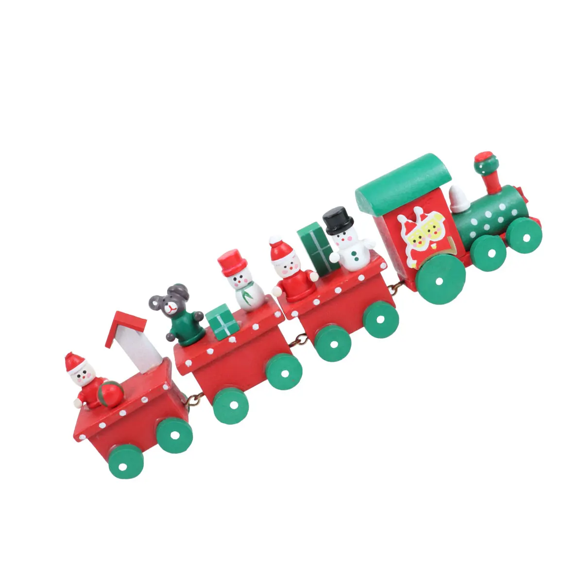 

Four Section Wooden Train Mini Colorful Cartoon Christmas Kids Decoration Non Fading Eco Friendly Holiday Gift Toy
