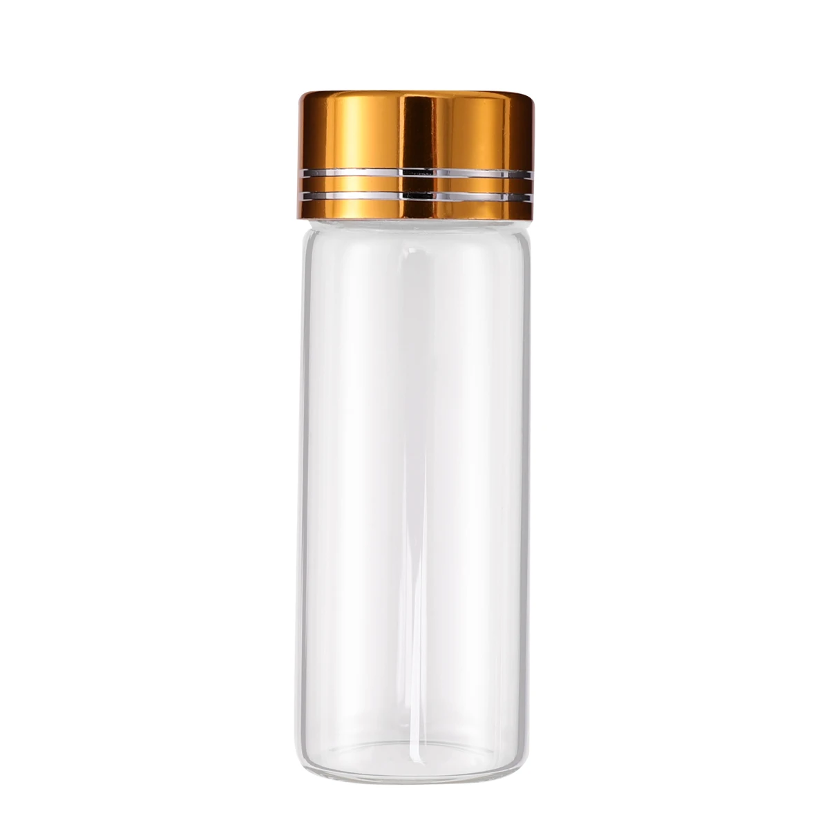 10Pcs Gold Plated Lid Small Glass Jars Leakproof Clear Bottles Liquid Portable Travel Packaging Containers