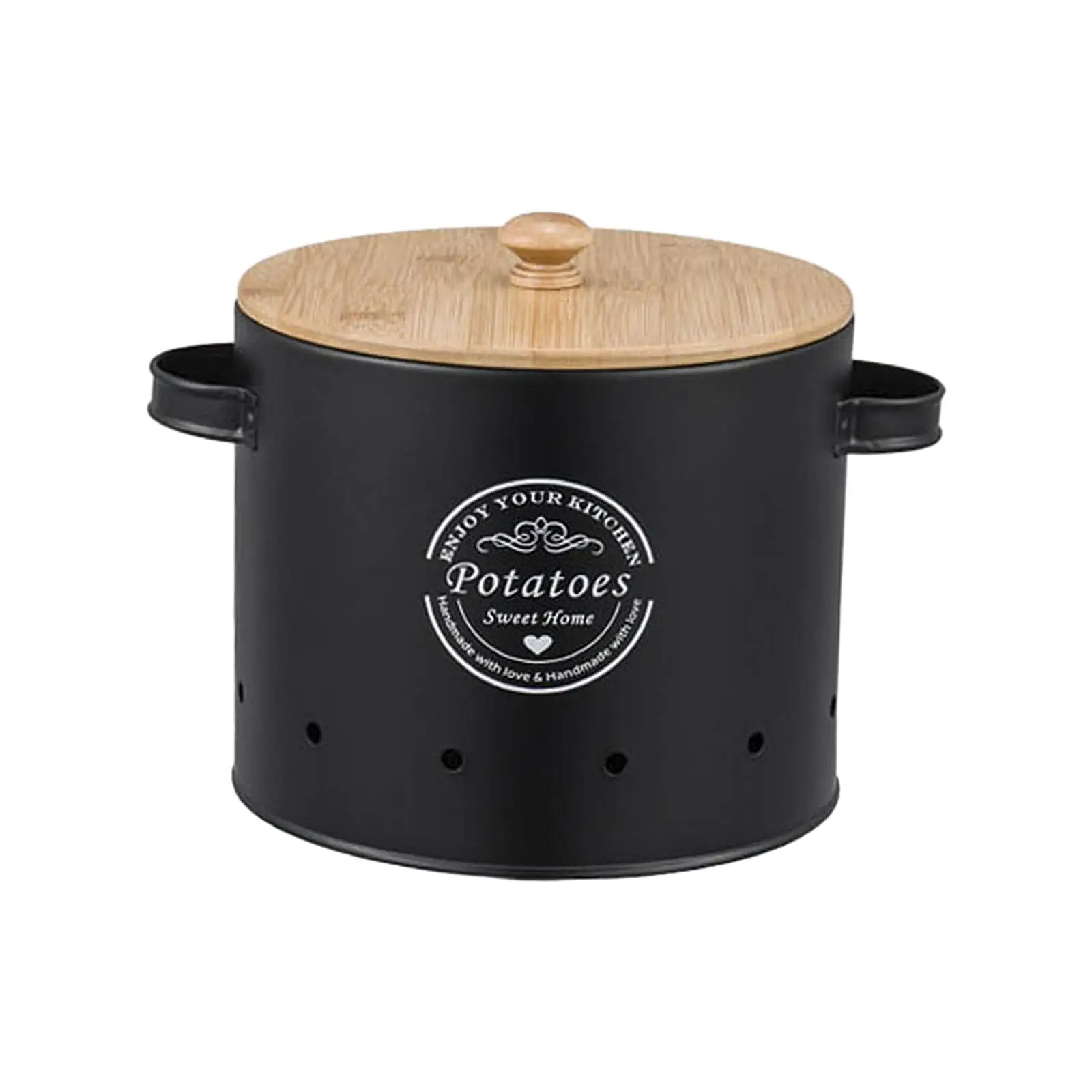Onion Garlic Potato Storage Canister for Kitchen Galvanized Iron Farmhouse Container with Aeration Holes Vegetable Fresh Keeper