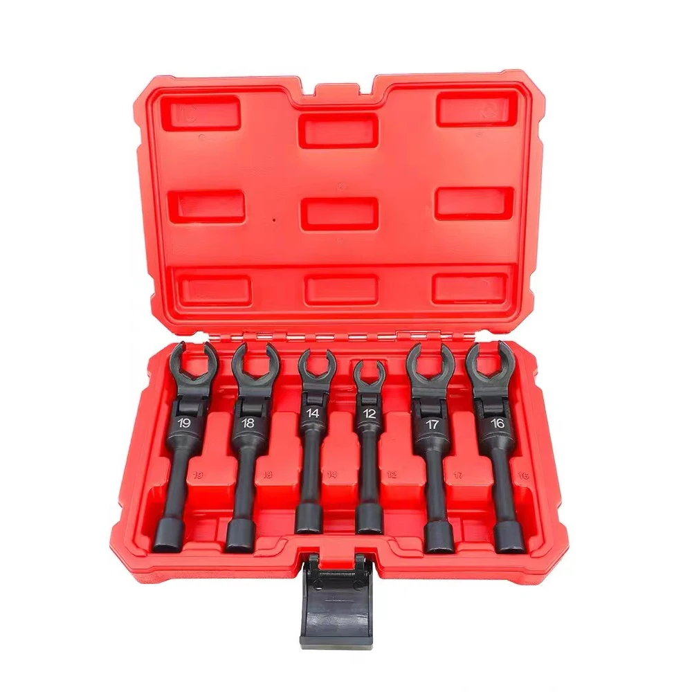 6PCS Long Flex Head Injector Fuel Line Socket Wrench Set 3/8