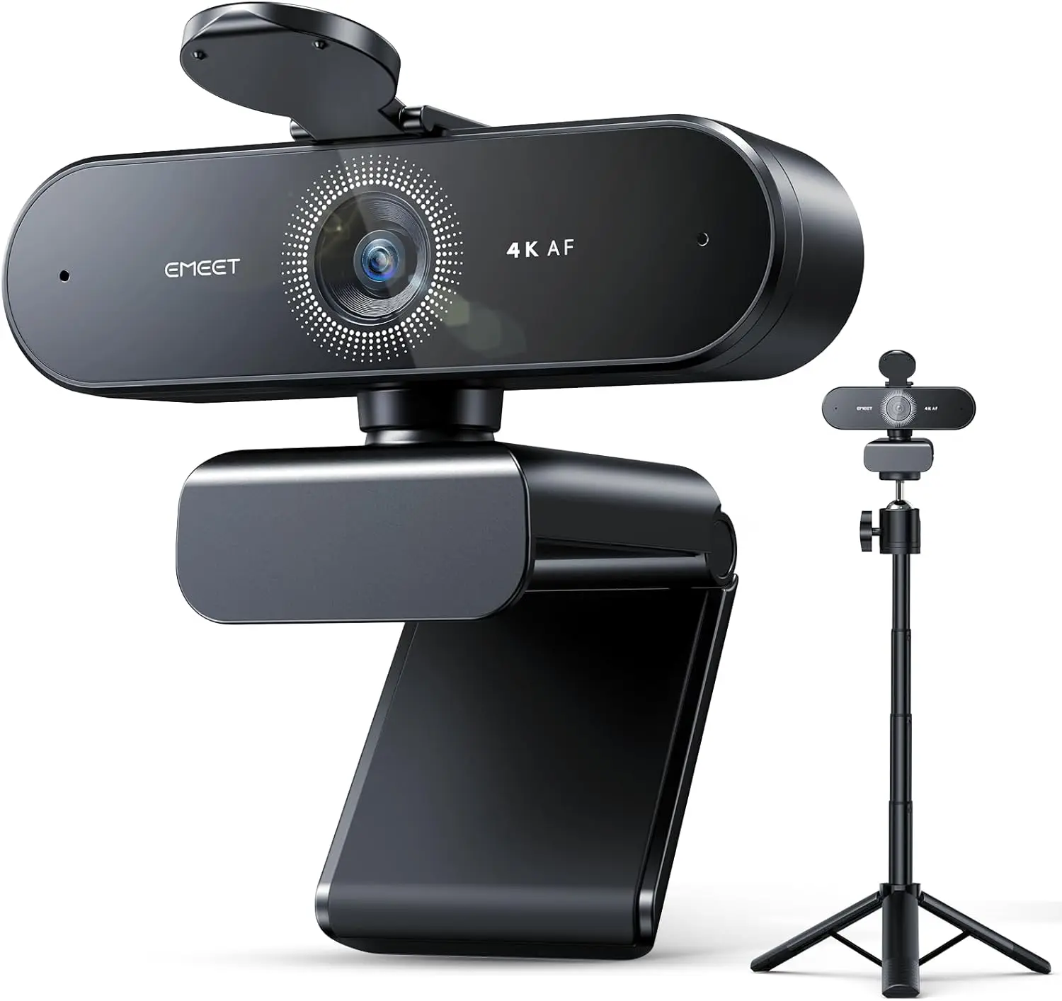 

4K Webcam with Tripod - UHD Autofocus, Adjustable Height, Noise-Cancelling Mics for Online Meetings & Streaming