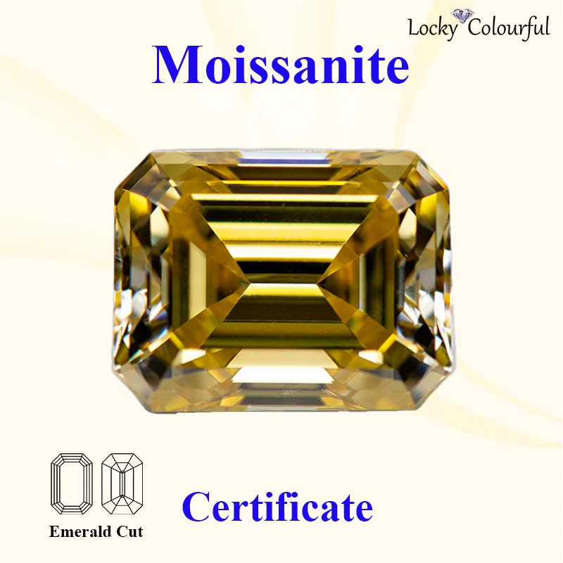 

Moissanite Emerald Cut Lemon Yellow Color VVS1 for DIY Beads with GRA Certificate Charms Advanced Jewelry Making Rings Materials