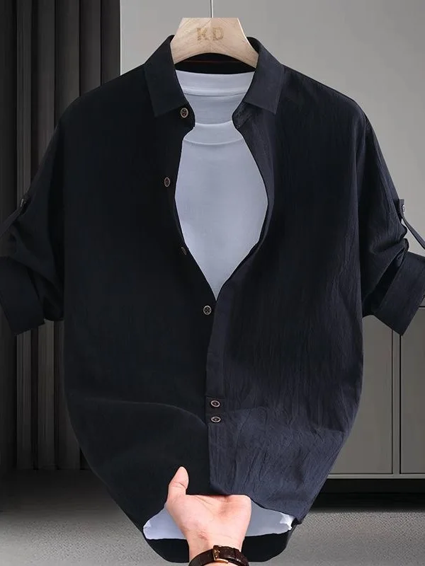 Slim Fit Short Sleeve Cotton Shirt Men's Casual Style Breathable Lightweight  Color Button up Shirt Summer Fashion