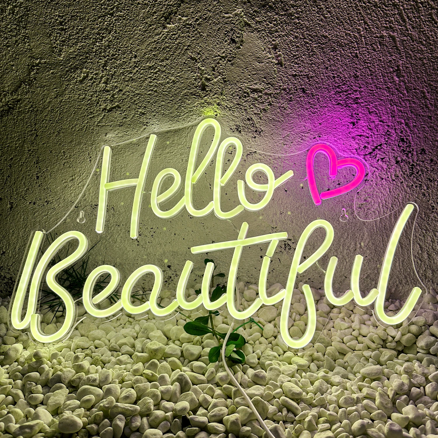 Hello Beautiful Neon Sign Studio Wedding Party LED Light Aesthetic Bedroom Home Game Room Art Personality Wall Decor Lamp Gift