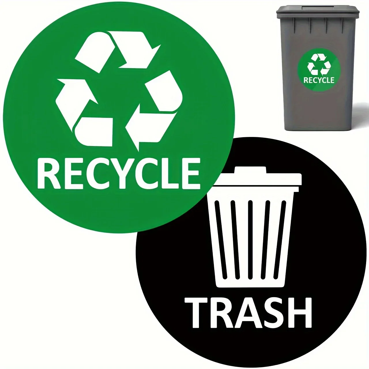 6 Stück 5 Zoll recycelbare und nicht recycelbare Mülleimer-Etiketten – selbstklebende, wasserfeste Aufkleber für einfache Klassifizierung