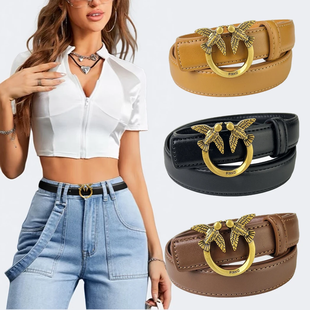 New Women's European and American Leisure Swallow Buckle Belt Fashion Personality Trendy Belt Versatile Dress Jeans Shirt
