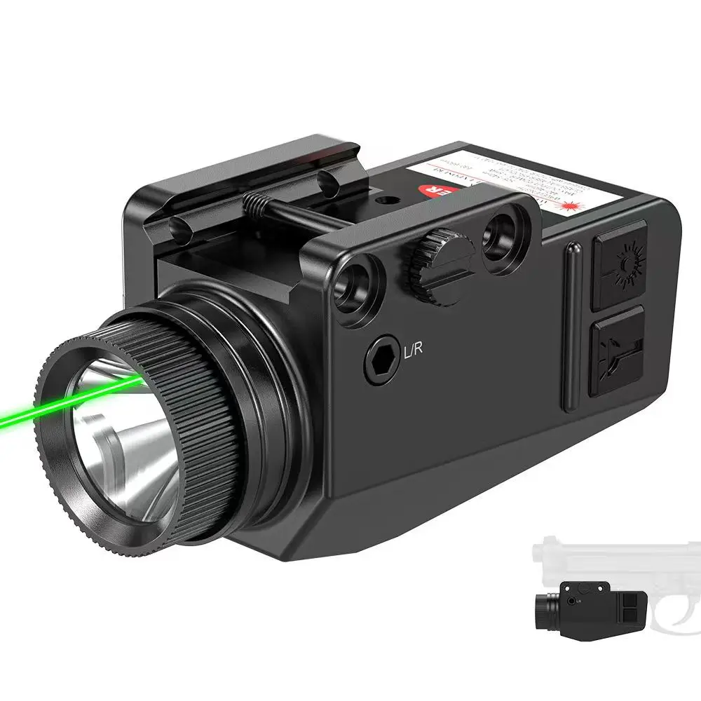 

Tactical LED Flashlight Rechargeable Red/Green/Purple/Blue Dots Sight Built-In Lithium Battery Hunting Gun Light for 20mm Rail
