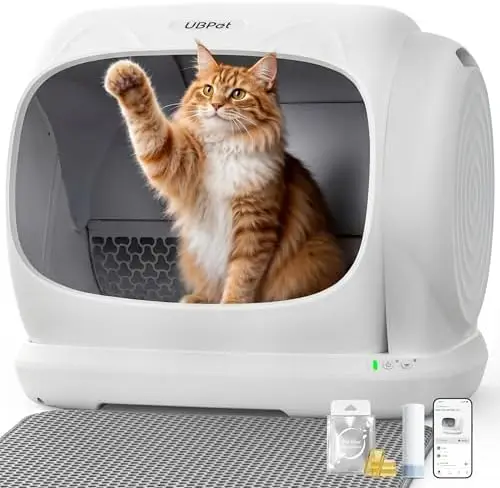 Self Cleaning Litter Box for Multiple Cats, 106L Automatic Cat Litter Box with App Control, Odor Control, Anti-Pinch
