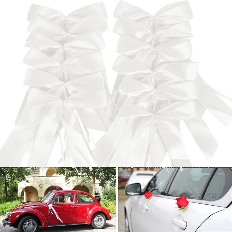 50/100 pz nastro bianco fiocco matrimonio auto regalo avvolgere artigianato festa di compleanno forniture Pew End sedie decorazione fai da te decorazioni per la casa di natale