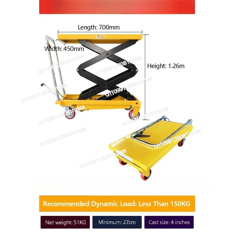 منصة رفع سيارة هيدروليكية عربة طاولة رفع الثقيلة عربة يدوية مزدوجة القص لإصلاح الدراجات النارية