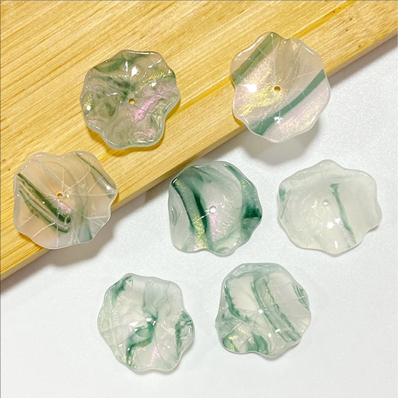 10 Pieces/Lot New Retro 20MM Acetic Acid Leaf Beads Torus Resin Charm Connectors for Diy Hair Earrings Jewelry Accessories