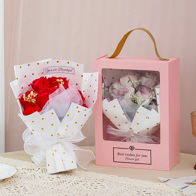 

Fashion Hot Sale Hot Simulation Rose Bouquet New Soap Flower Souvenir Teacher's Day Mother's Day Gift Soap Bouquet
