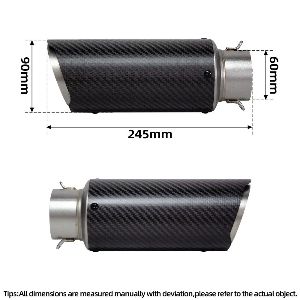 

Universal 60MM Motorcycle Exhaust Carbon Muffler For CBR650R CBR1000RR ZX10R RSV4 Z1000 MT07 R6 S1000RR 765RS TNT600