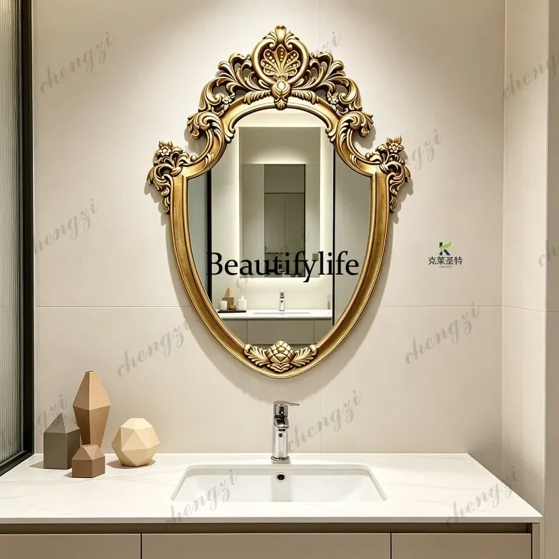 N178 French light luxury vanity vanity vanity mirror fireplace decorative mirror retro wash bathroom mirror
