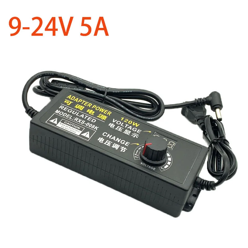 Universal AC to DC Adjustable Adapter 3V-12V 9V-24V 12V-24V 5A 10A with Display Display, Voltage Regulated, Adaptive Power Suppl