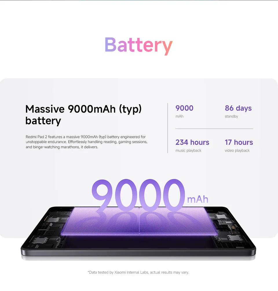 Global Version Xiaomi Redmi Pad 2 MTK Helio G100-Ultra 11' Display 18W Fast Charging 9000mAh Battery 90Hz Mi Tablet 8MP Camera
