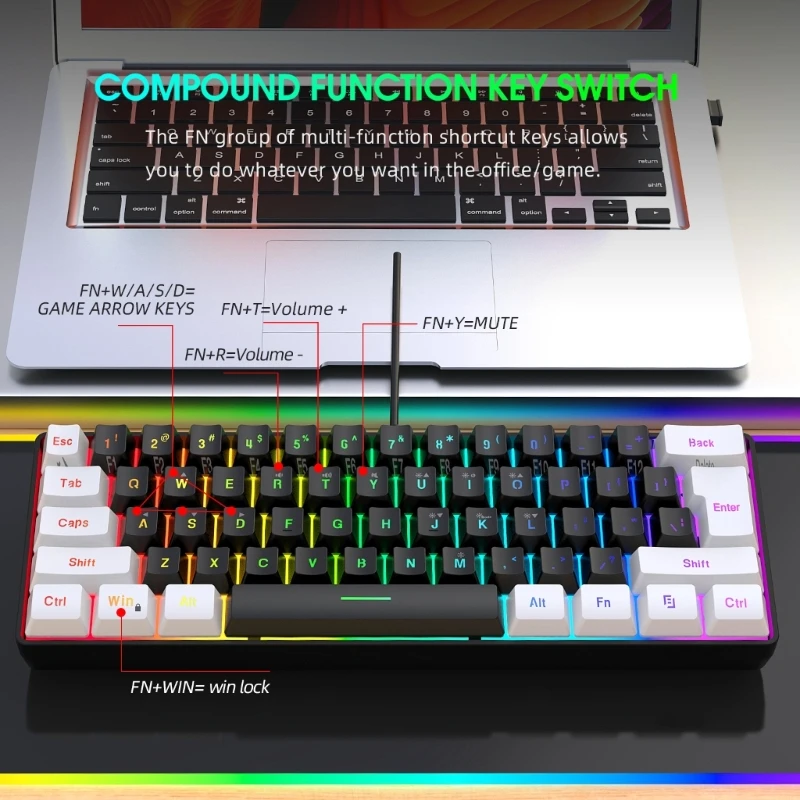 Teclado alambre tamaño completo con mouse, impresión y clara, unisex para uso doméstico