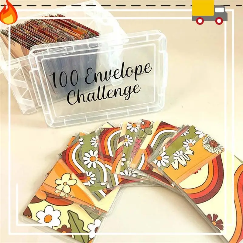 

Discount-100 Envelopes Money Saving Challenge Budget Planning Handbook Mastering The Progress With Storage Box For Repay A Durab