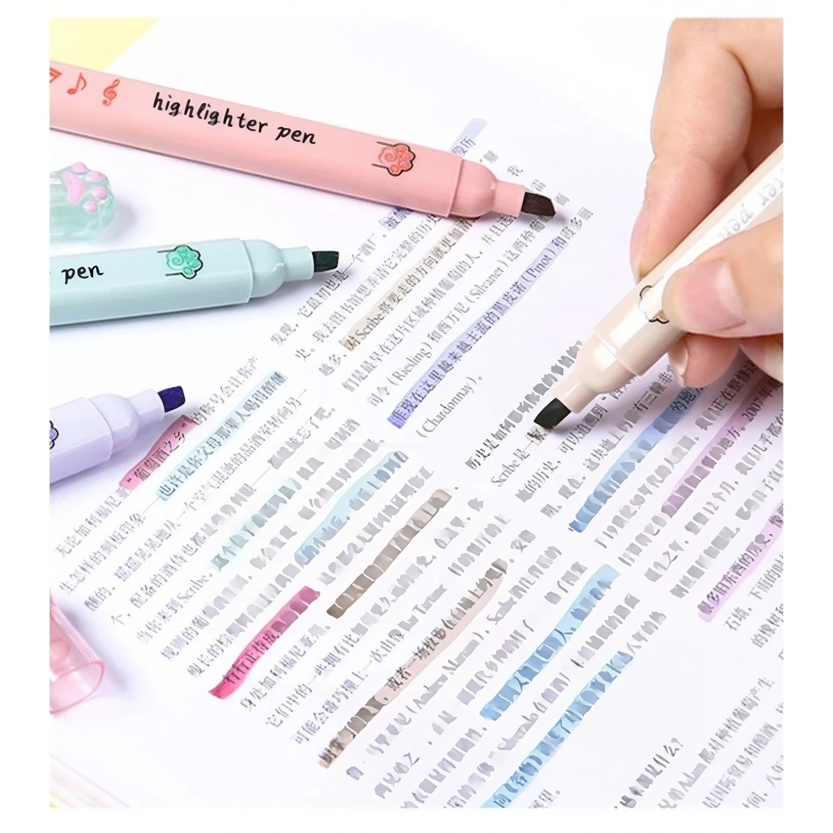 Cute Cat Single Head Fluorescent Pen Ins Good-looking Notes Markers