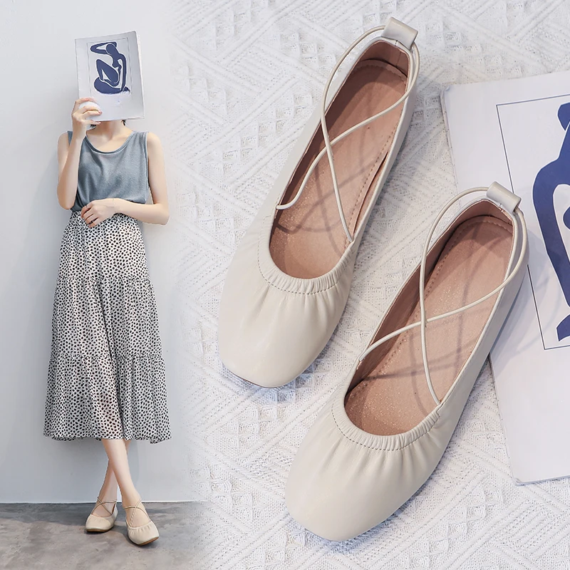 Genuine leather flat shoes, lightweight soft soled leather shoes