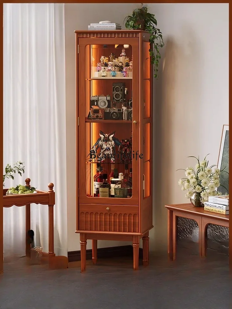 

35Solid Wood Product Display Living Room Wall-Mounted Glass Figurine Cabinet Home Multi-Layer Storage Organizer