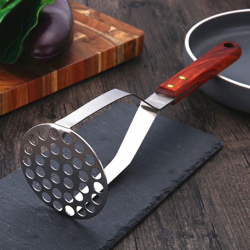 

Деревянная ручка из нержавеющей стали 304, картофельная машина, многофункциональная машина для разбивания тыквы, современная картофельная машина для изготовления грязи, кухонные аксессуары