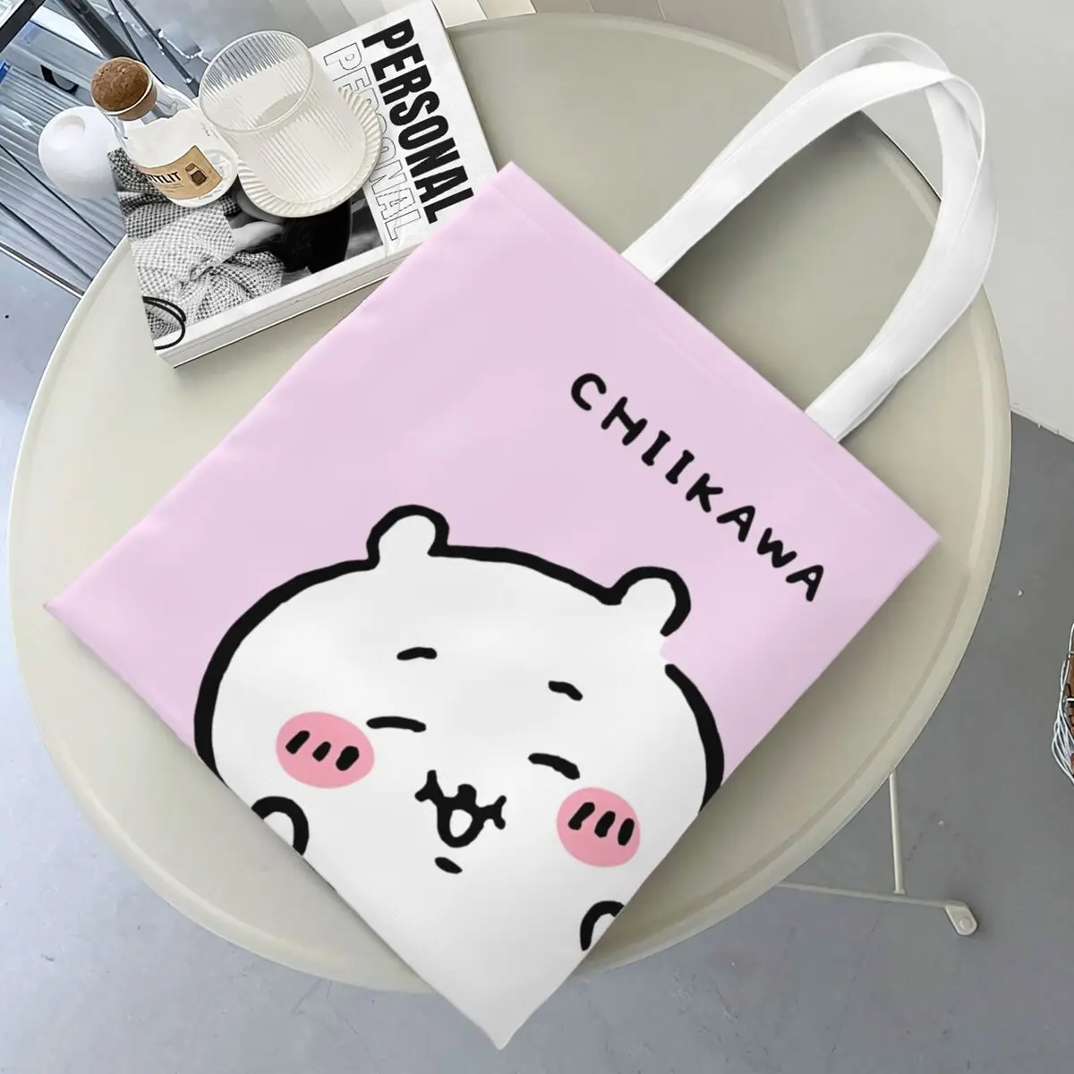 Peek A Boo Chiikawa Hachiware Usagi Canvas Tote Handbag Shoulder Bags Large Capacity Shopping Bags for Unisex