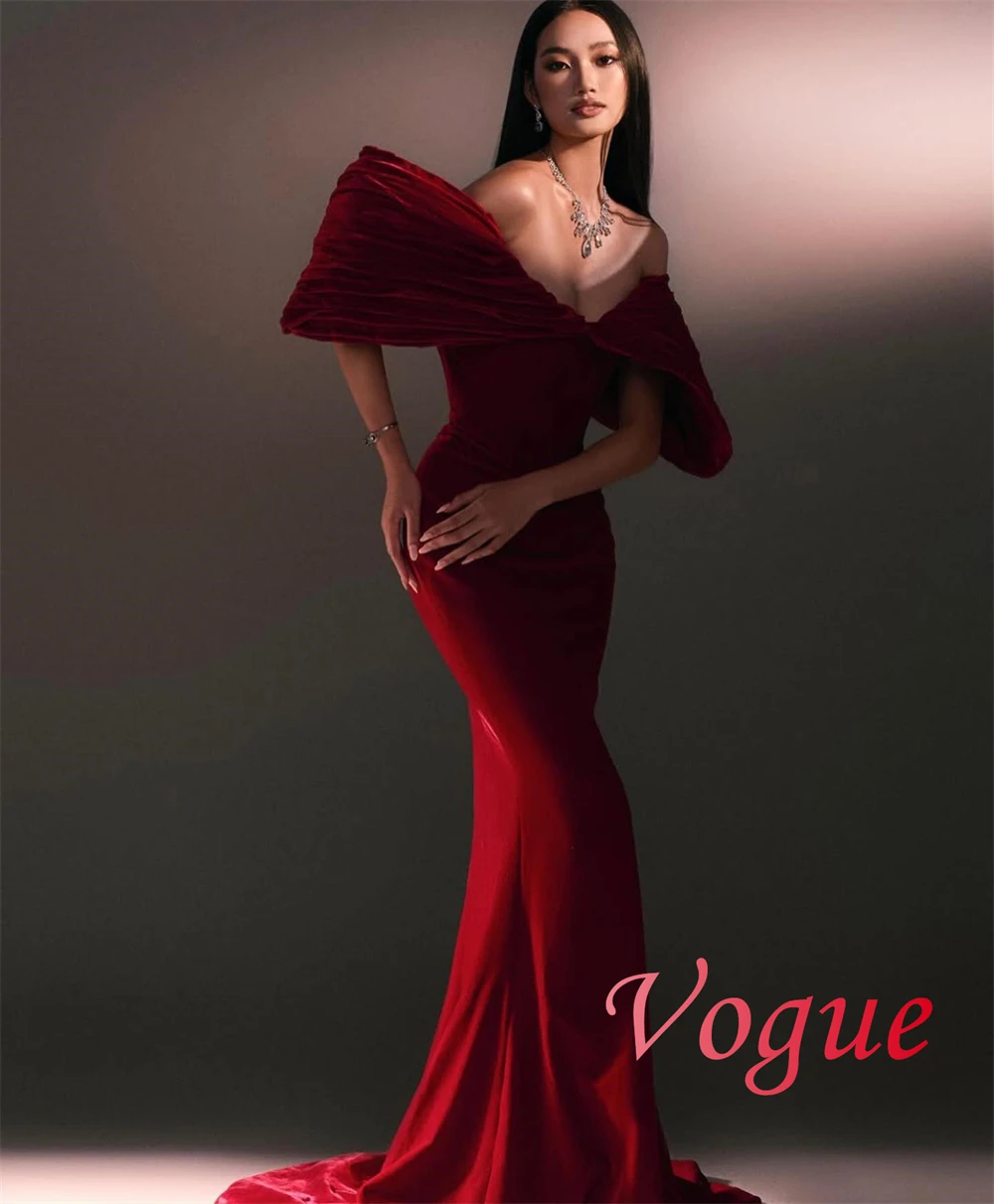 فساتين حورية البحر الرائعة المخصصة 2025 فستان سهرة نسائي عنابي عالي الجودة قبالة الكتف فستان الحفلة الراقصة #4