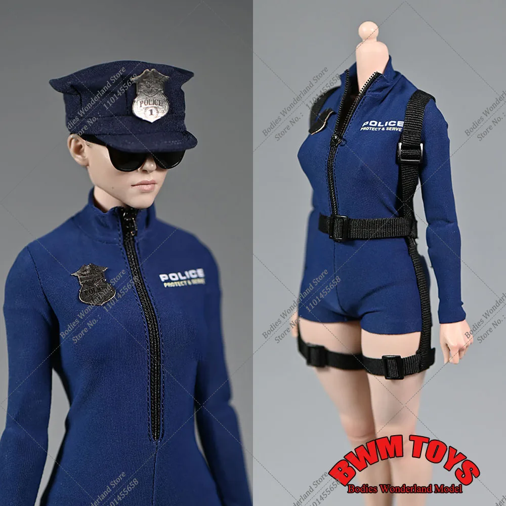 1/6 Scale Cosplay Women's Police Officer One Piece Tight Fitting Swimsuit Belt Hat Accessories for 12Inch Action Figure Doll