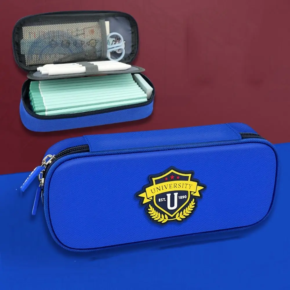 Bolsa de lápices de estilo británico Retro, bolsa de lápices de gran capacidad con cremallera impermeable, bolsa de papelería Oxford de múltiples capas a la moda para niños