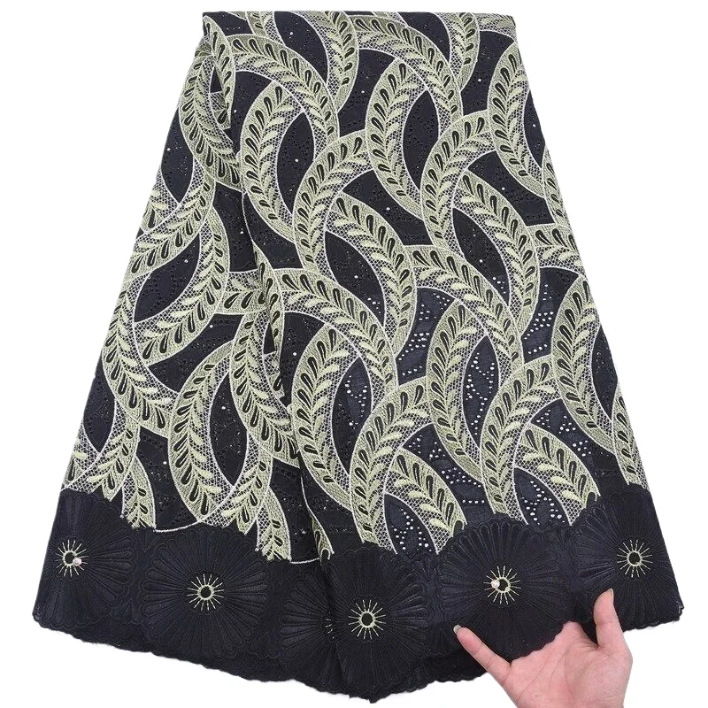 Tessuto di pizzo di cotone nigeriano vendita di liquidazione 5 yarde tessuto africano di pizzo Voile svizzero 2024 di alta qualità per abito da festa francese cucire