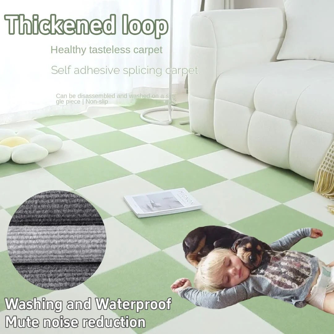 

16Pcs 30x30cm Self Adhesive Household Carpet Minimalist Cream Living Bedroom Children's Room Dormitory Balcony Decoration Floor