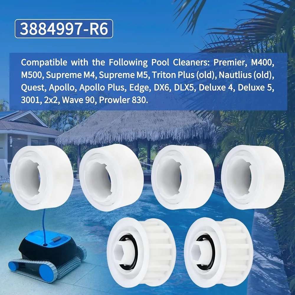 4 Pack Guide Wheels 2 Pully Gears 3884997-R6 compatible with Dolphin Nautilus CC Plus Premier Pool Cleaner Accessories