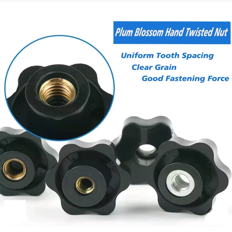 1-20Pcs  M4 M5 M6 M8 M10 -M16 Plum Bakelite Hand Tighten Nuts Through-Hole Star Mechanical Thumb Nuts Clamping Knob Manual Nuts image 3