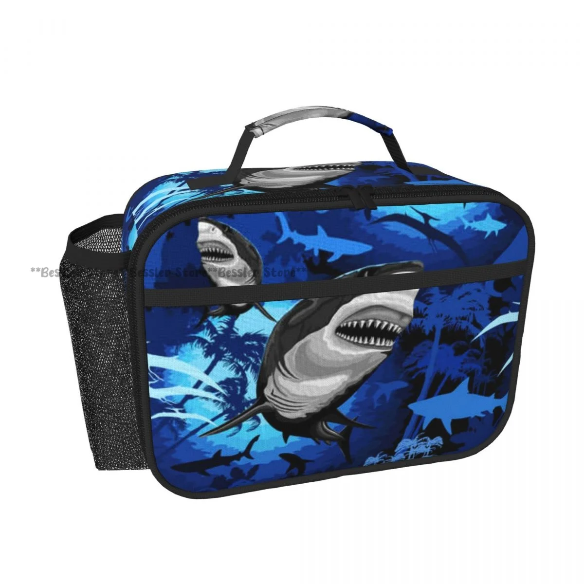 Horizontal Hand Carry Insulated Bento Lunch Bag Shark Thermal Reusable Meal Container Bag