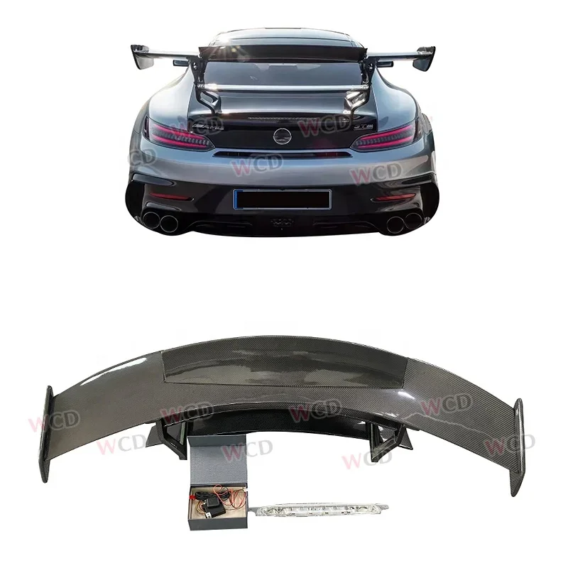 BS Style Electric Spoiler For Mercedes-Benz Am g GT GTS GTR Upgrade Black Series Spoiler Electric Carbon Fiber Rear Wing