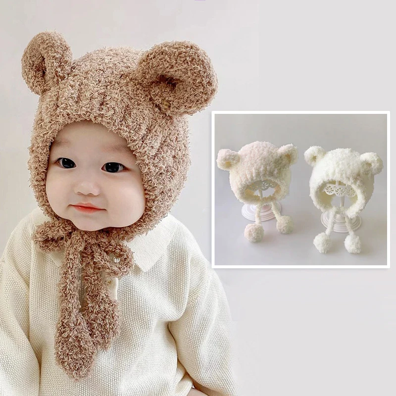 

Cartoon Baby Plush Ear Protection Cap Cute Infant Earflap Hat 6-24M Boys Girls Winter Warm Headgear Bonnet Kids Velvet Beanies